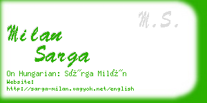 milan sarga business card